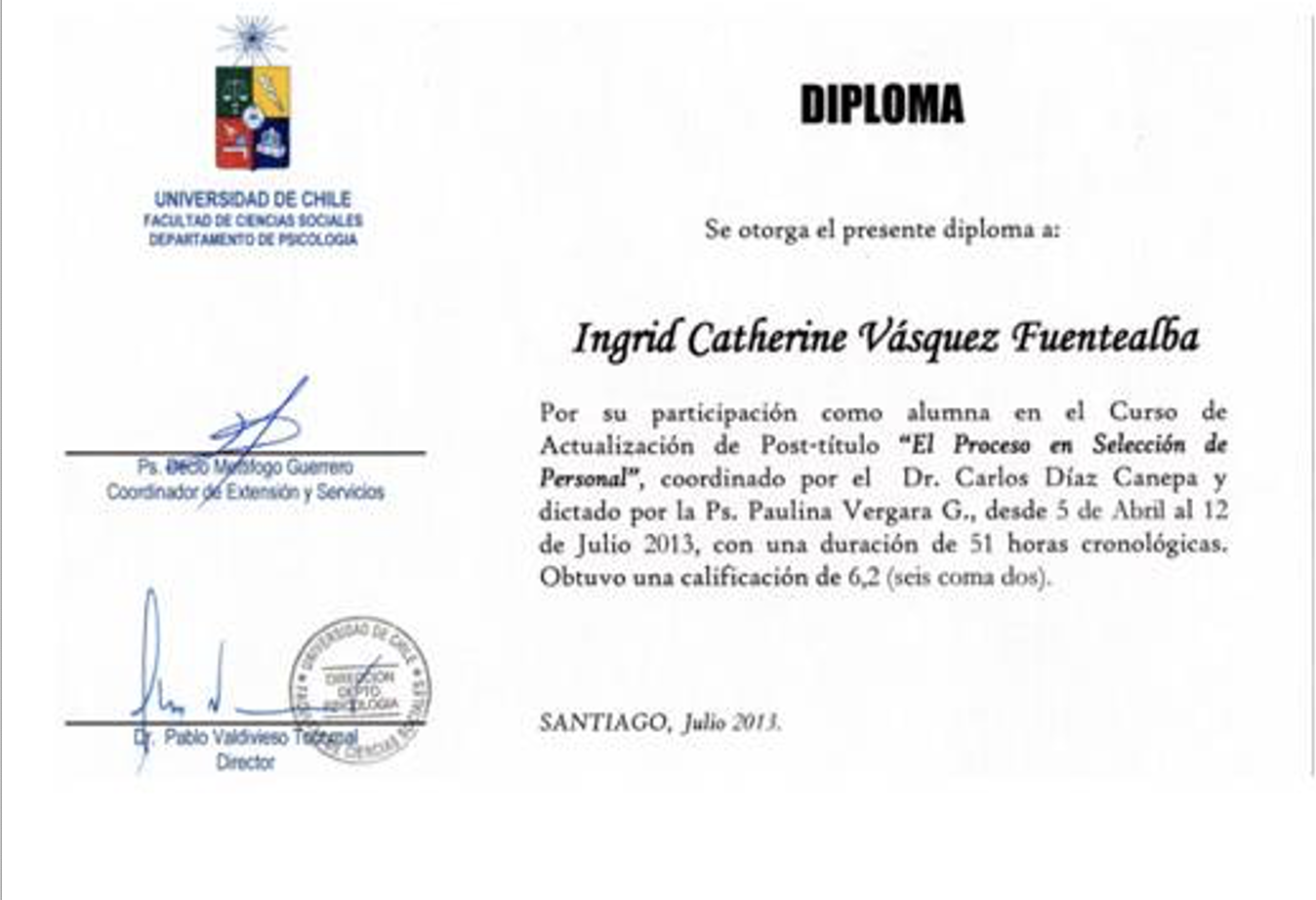 Postítulo en selección de personal Universidad de Chile